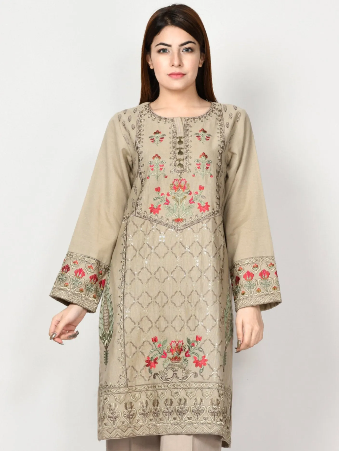 Embroidered Khaddar Shirt