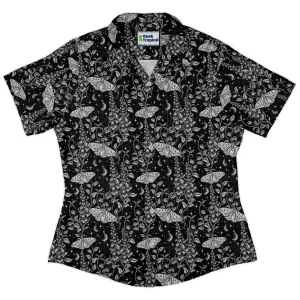 Episodic Moth Black White Night Curvy Button Up Shirt