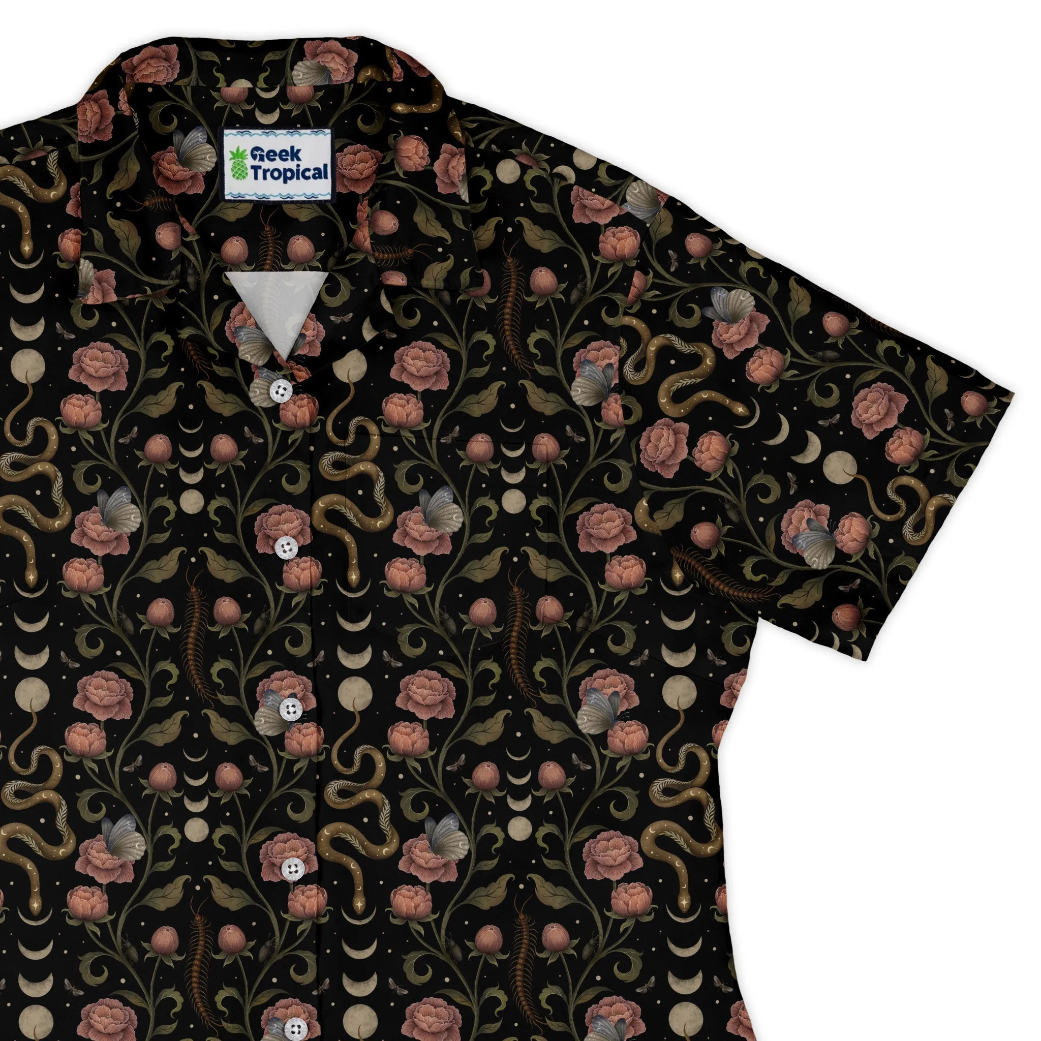 Episodic Serpent Garden Pink Curvy Button Up Shirt