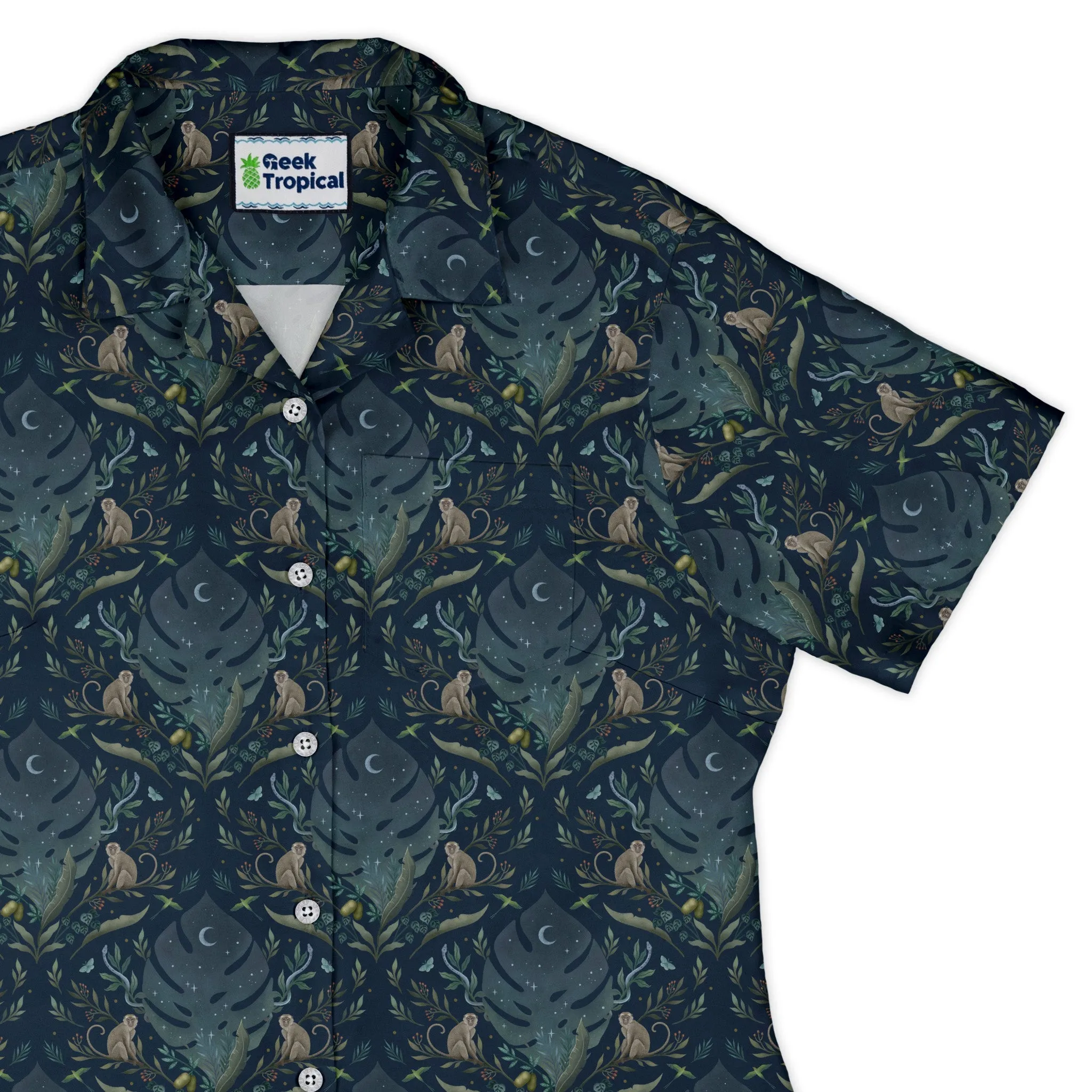 Episodic Tropical Monkey Curvy Button Up Shirt