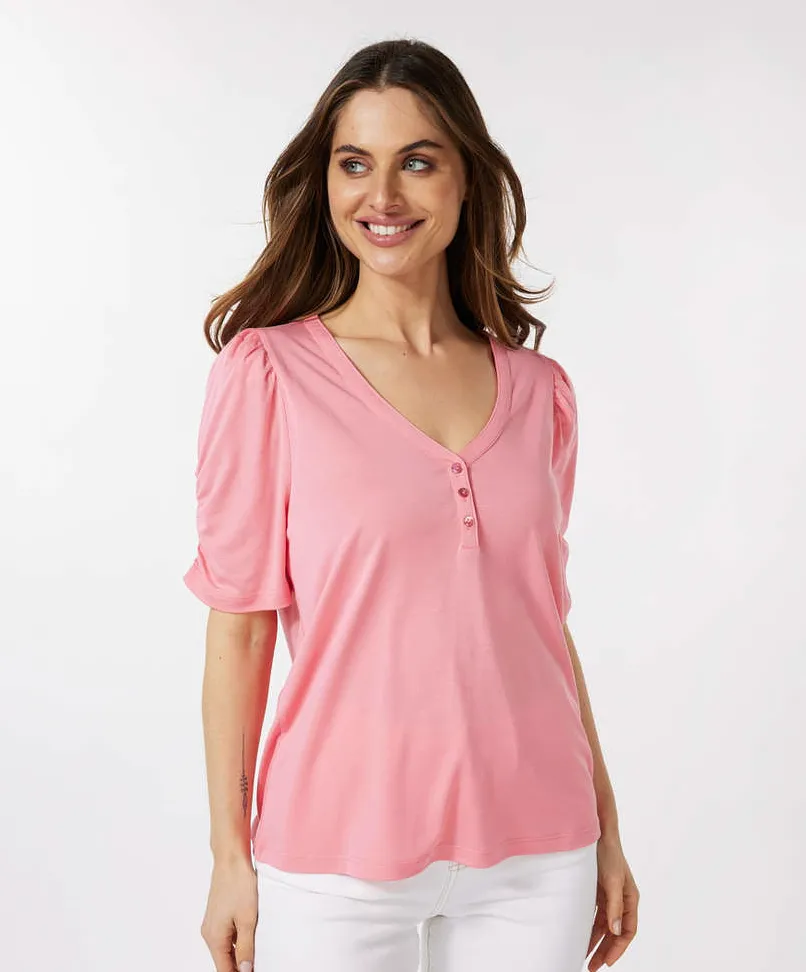 ESQ Puff Sleeve Tee-Berry