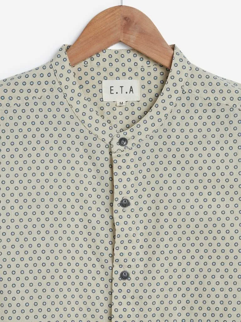 ETA Beige Resort-Fit Circular Print Shirt