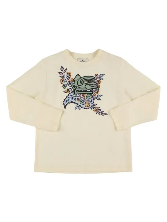 Etro   Embroidered cotton jersey t-shirt 