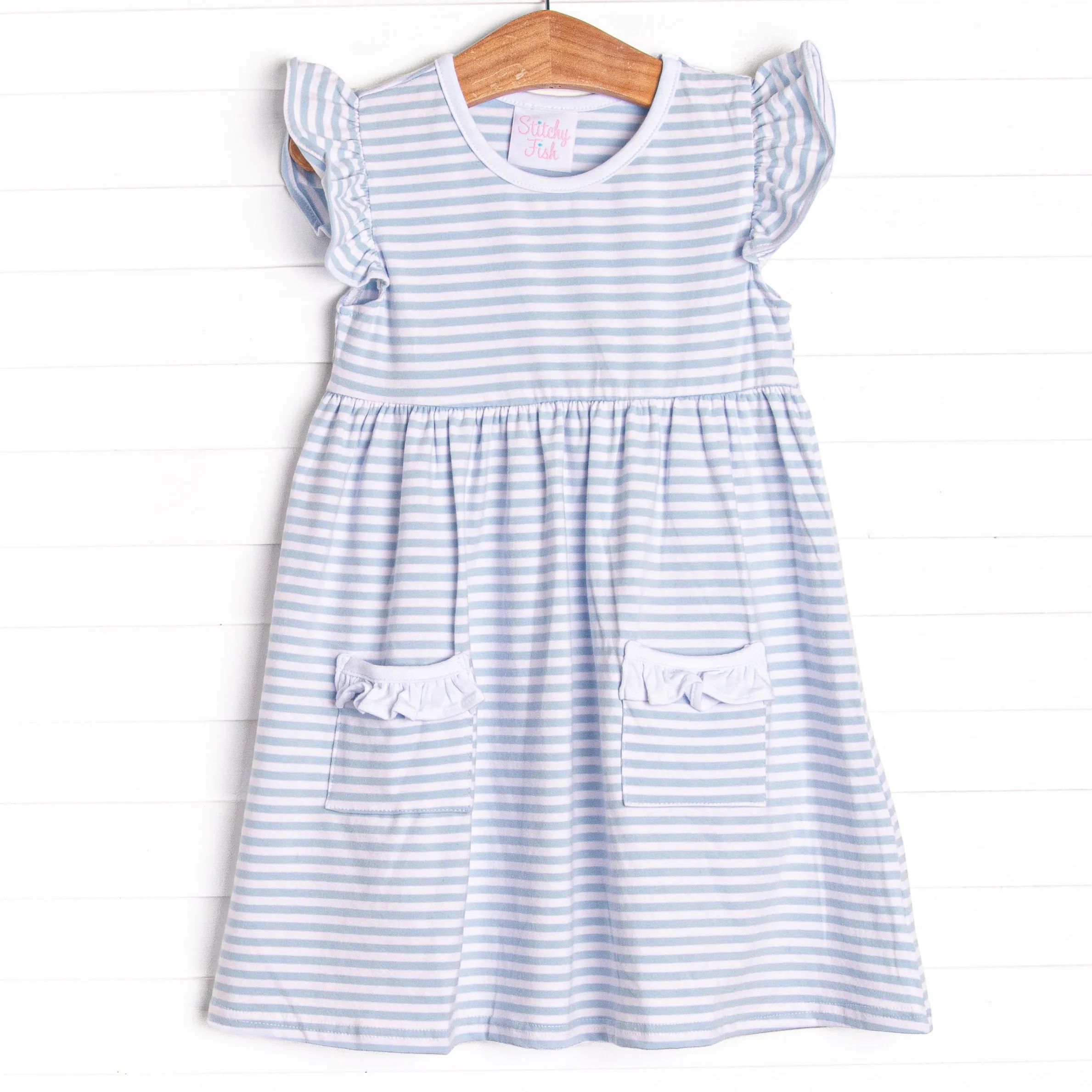 Everly Dress, Blue Stripe