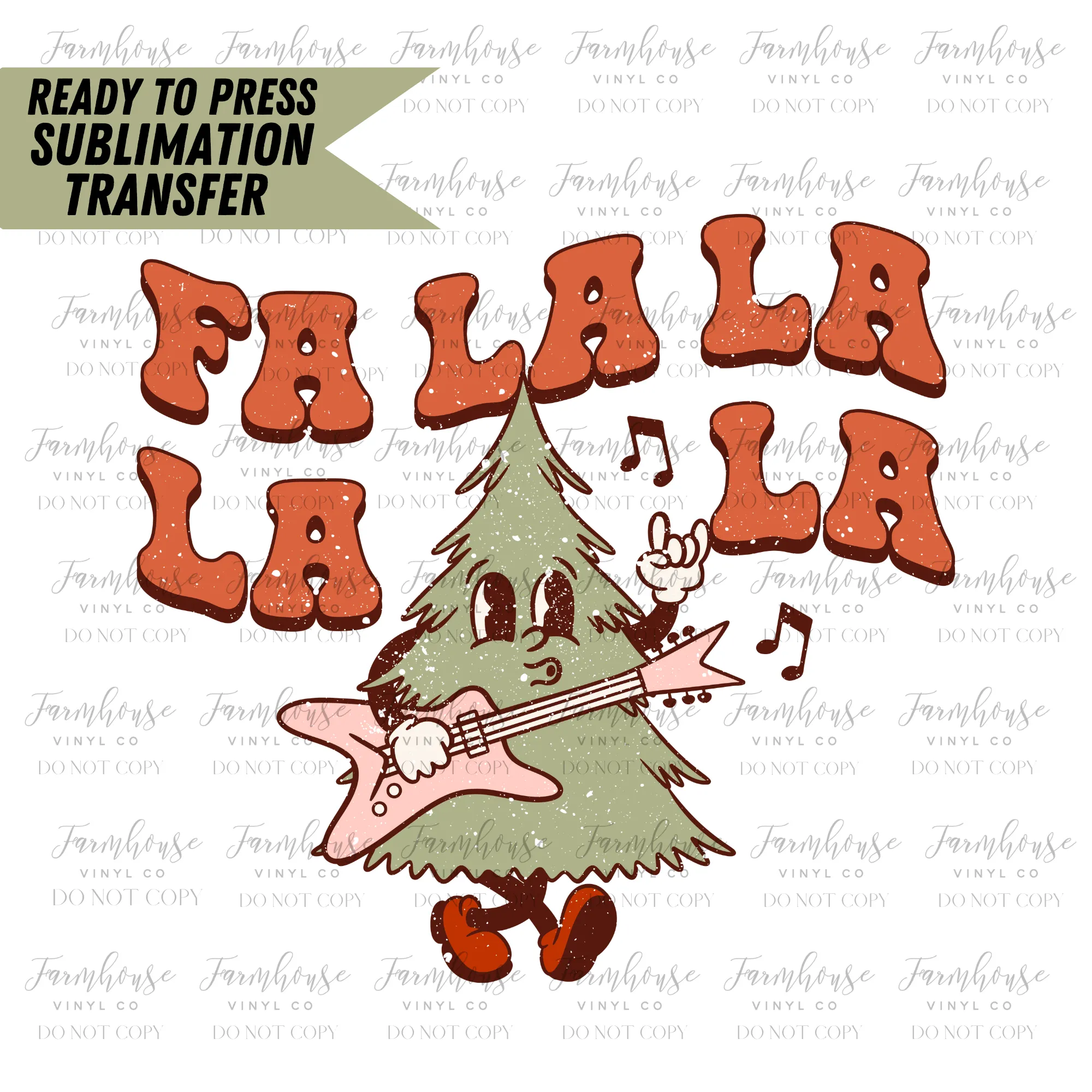 Fa La La Rocking Tree Ready to Press Sublimation Transfer