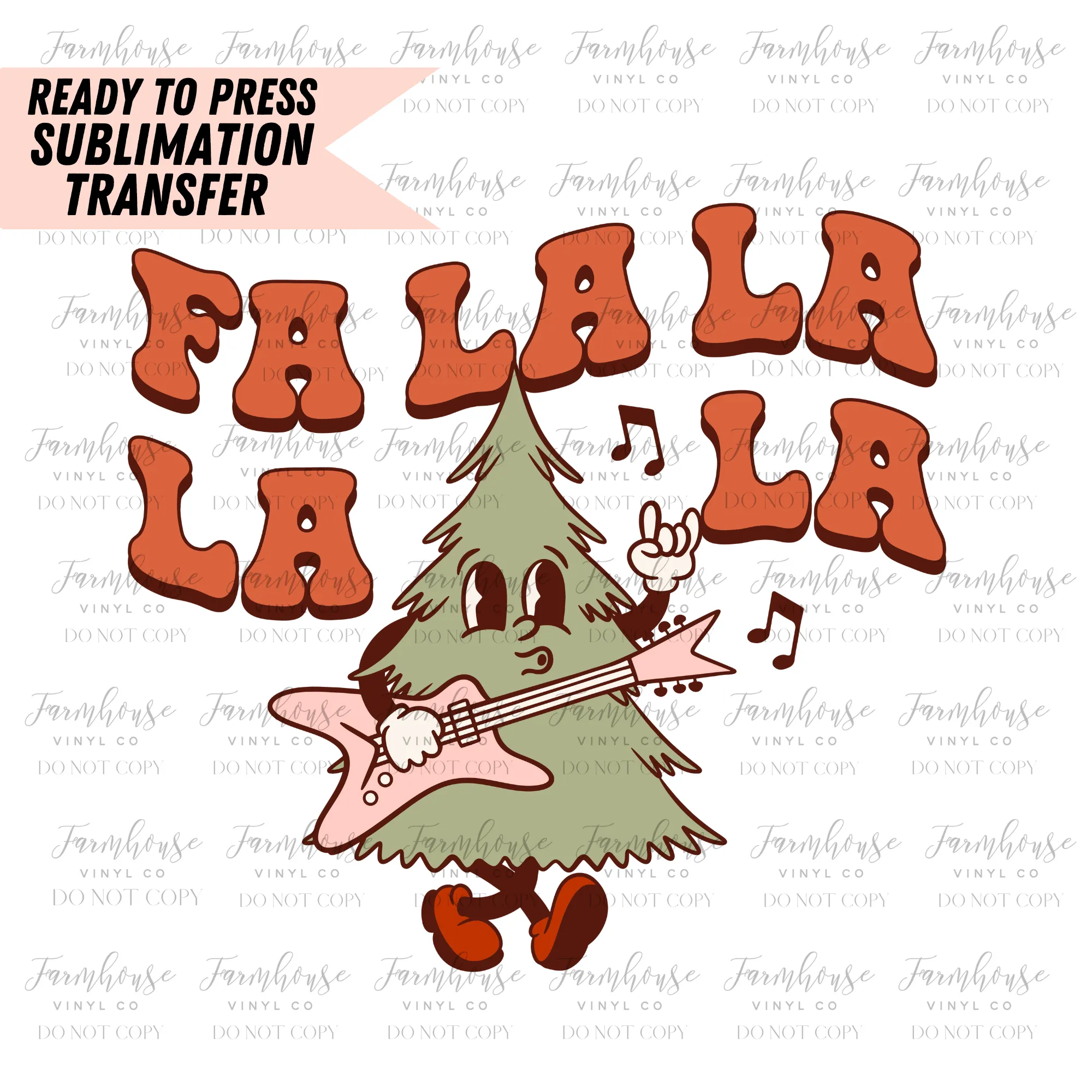 Fa La La Rocking Tree Ready to Press Sublimation Transfer