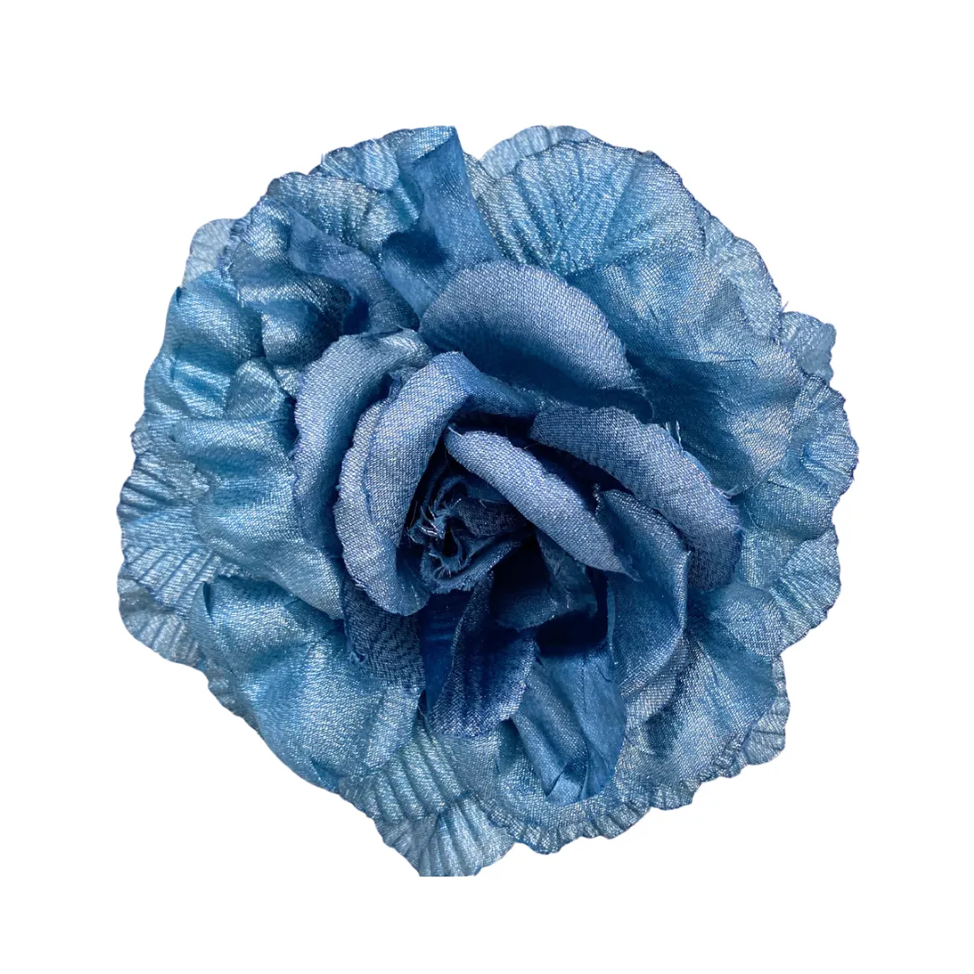 Fabric Flower Brooch Pin Large Blue