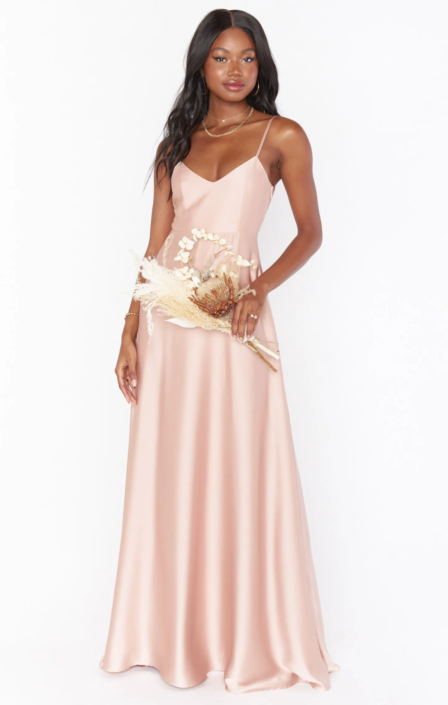 Faith Maxi Dress ~ Rose Gold Luxe Satin