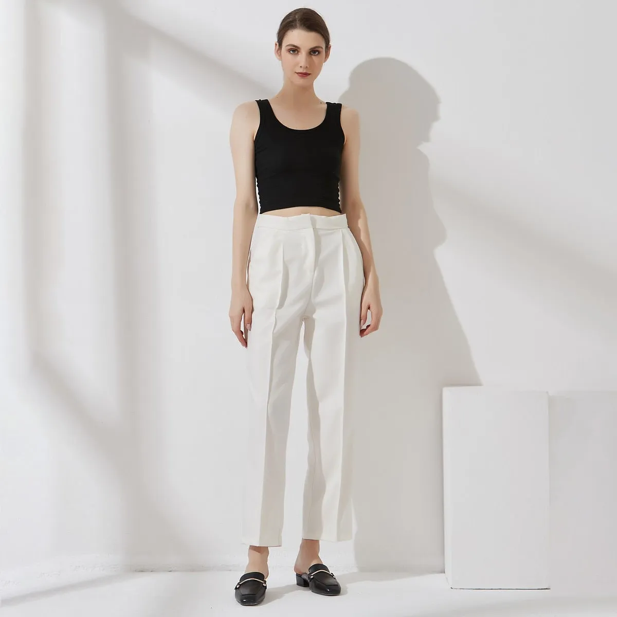 FashionSierra - Double Breasted Blazer High Waist Straight Pants