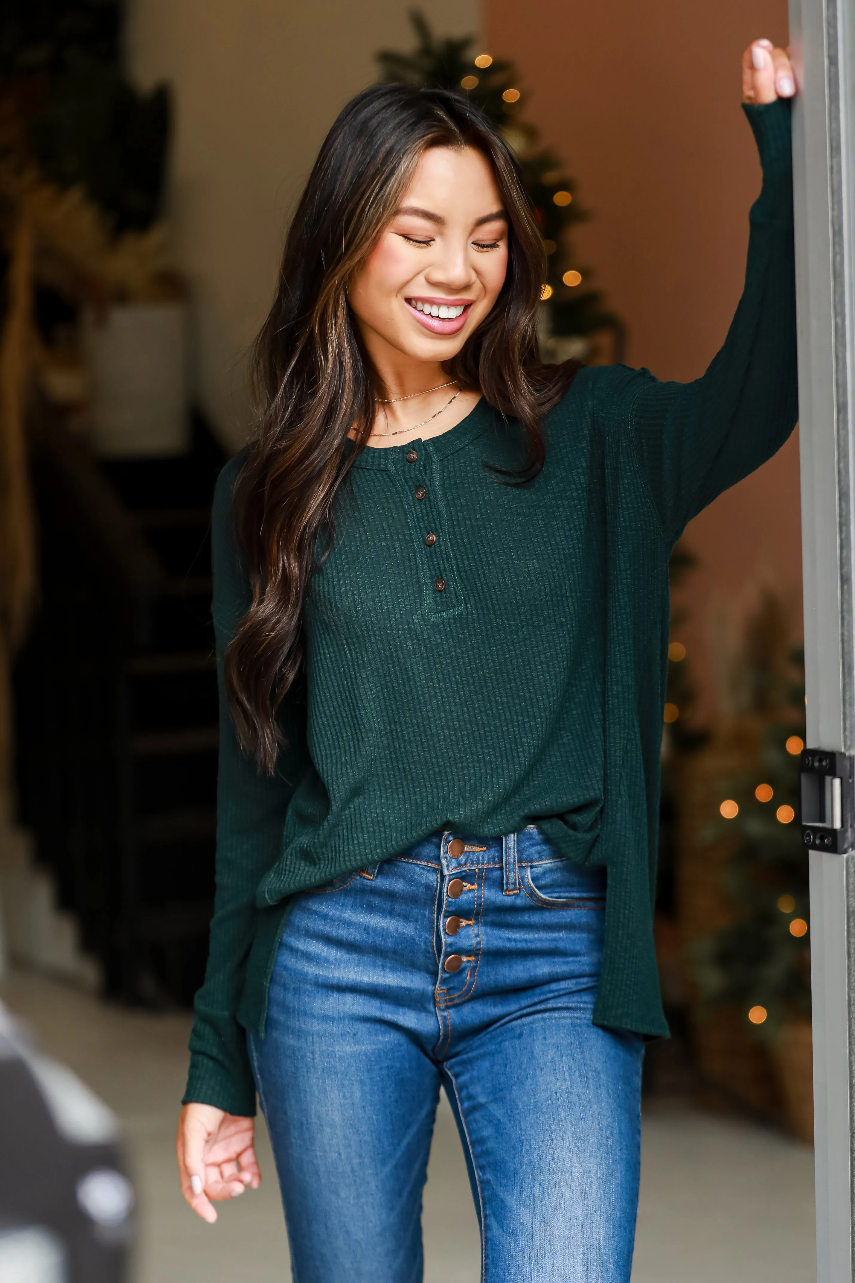 FINAL SALE - Sarah Knit Henley Top - DOORBUSTER