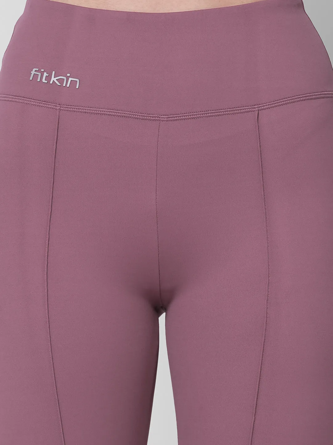 Fitkin Women Mauve Front Pintuck Bootcut Pants