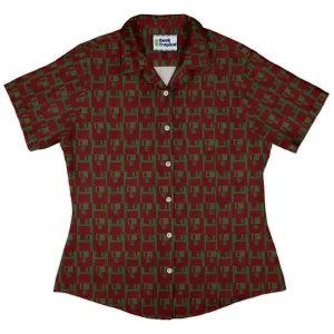 Floppy Disk Red and Green Curvy Button Up Shirt