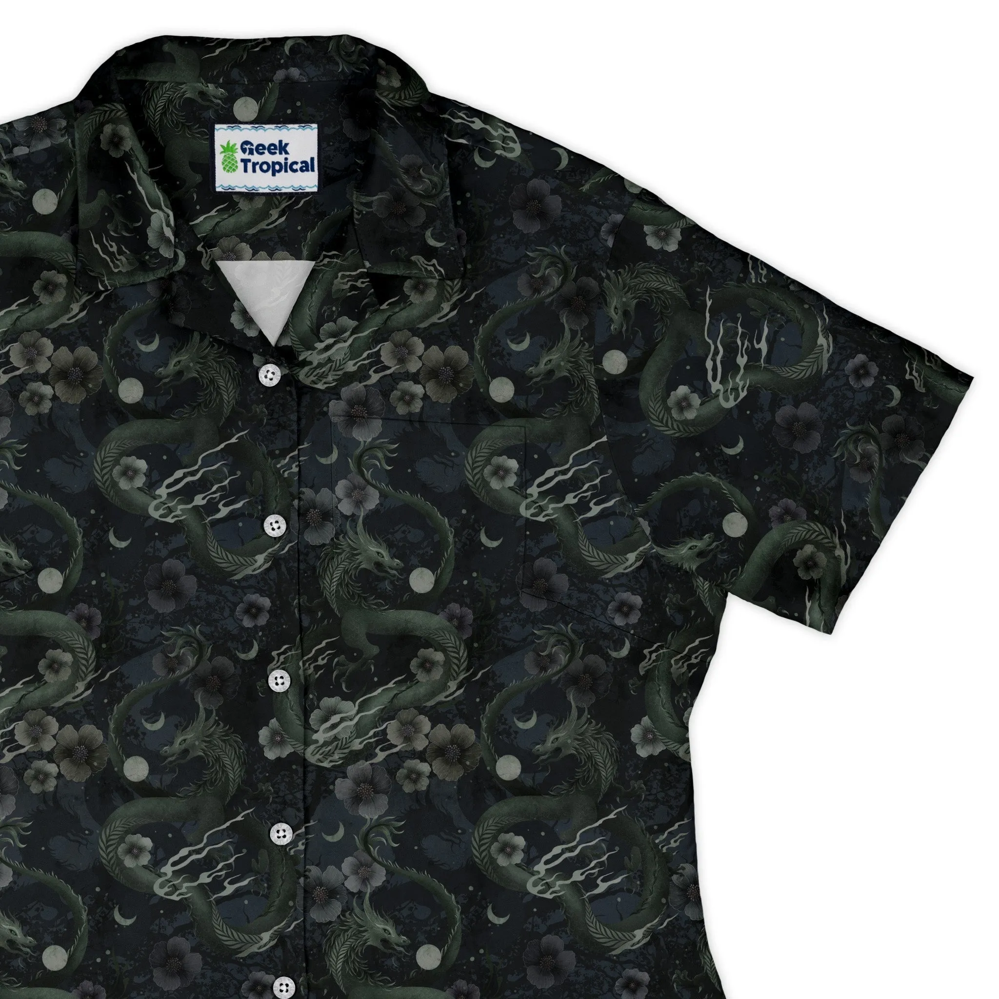 Floral Dragon Fog Curvy Button Up Shirt