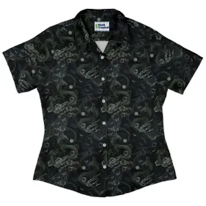 Floral Dragon Fog Curvy Button Up Shirt