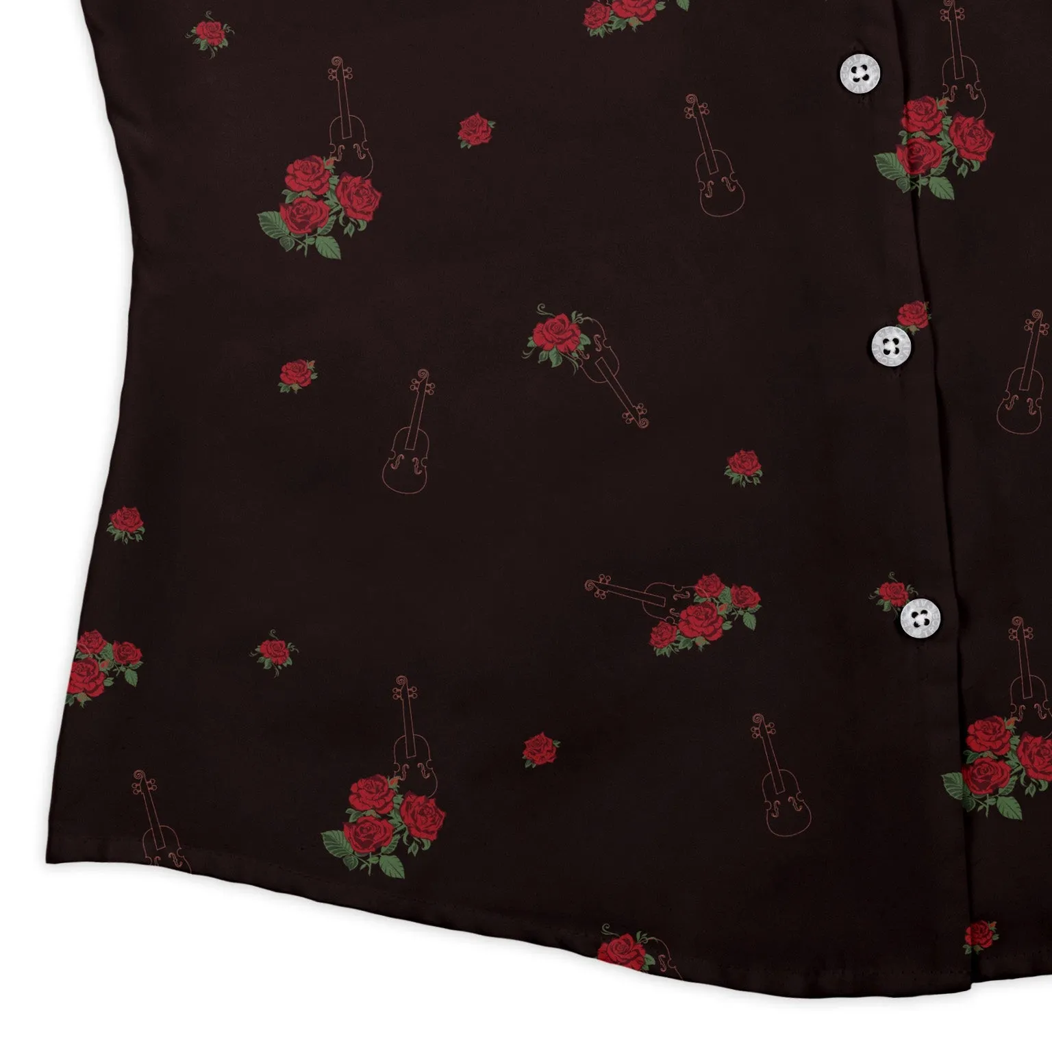 Floral Violin Melody Curvy Button Up Shirt