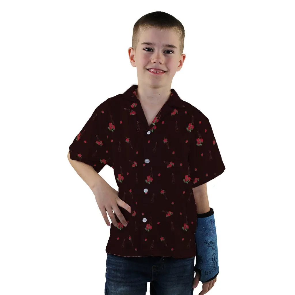 Floral Violin Melody Youth Hawaiian Shirt