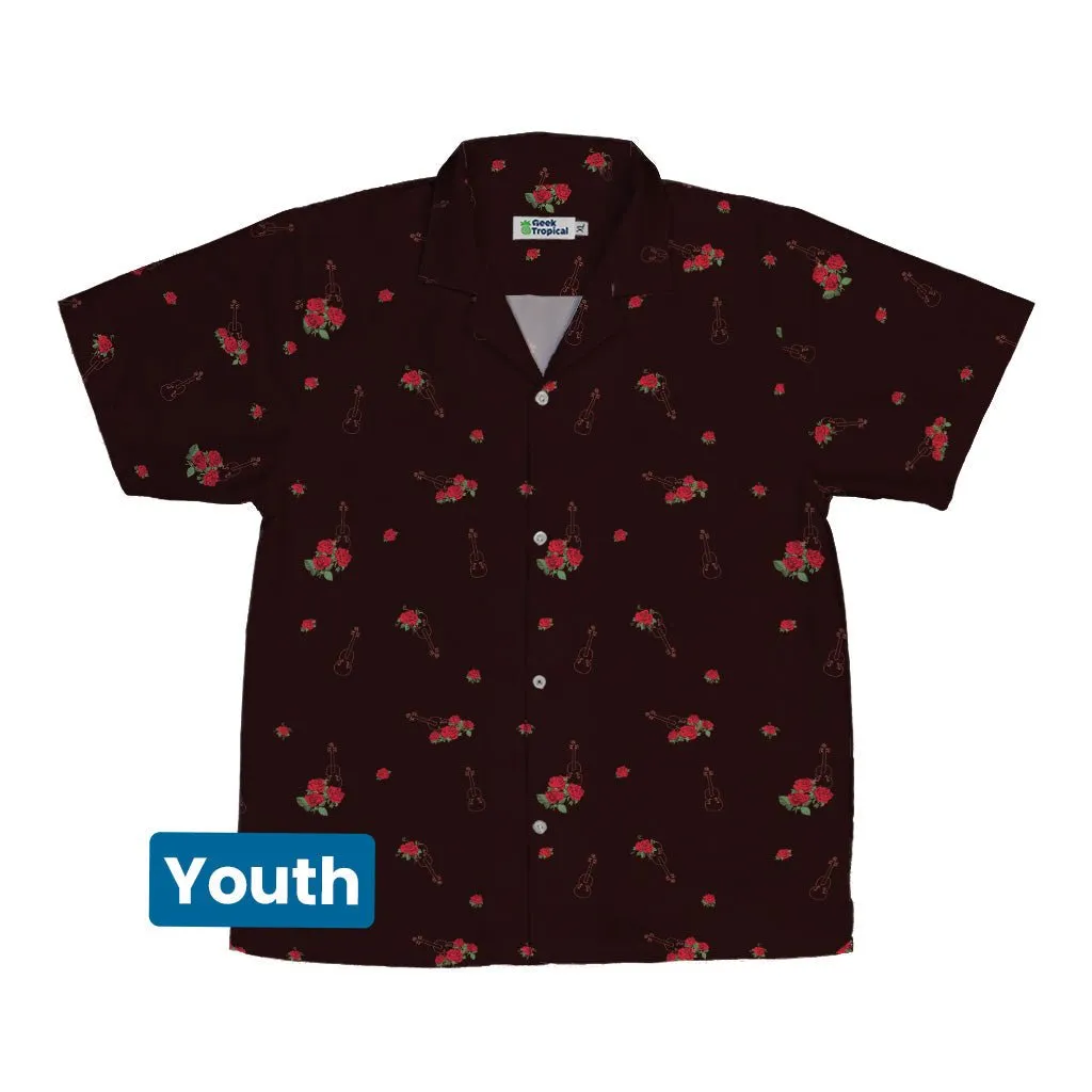 Floral Violin Melody Youth Hawaiian Shirt