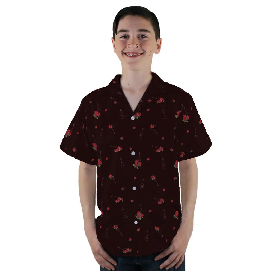 Floral Violin Melody Youth Hawaiian Shirt