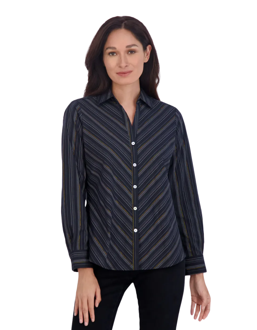 FOXCROFT Mary Stretch No Iron Stripe Shirt