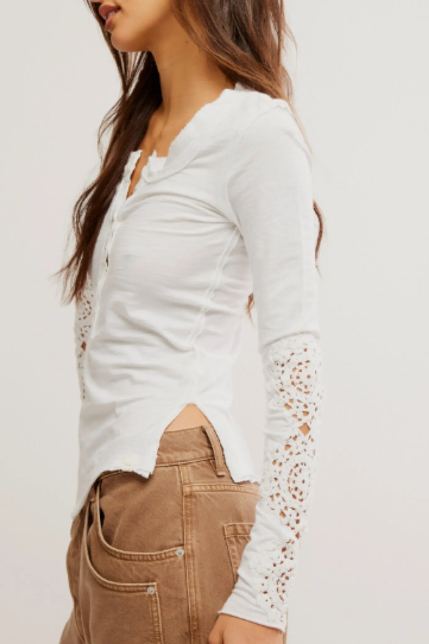 Free People: Our Song Henley Cuff in Ivory