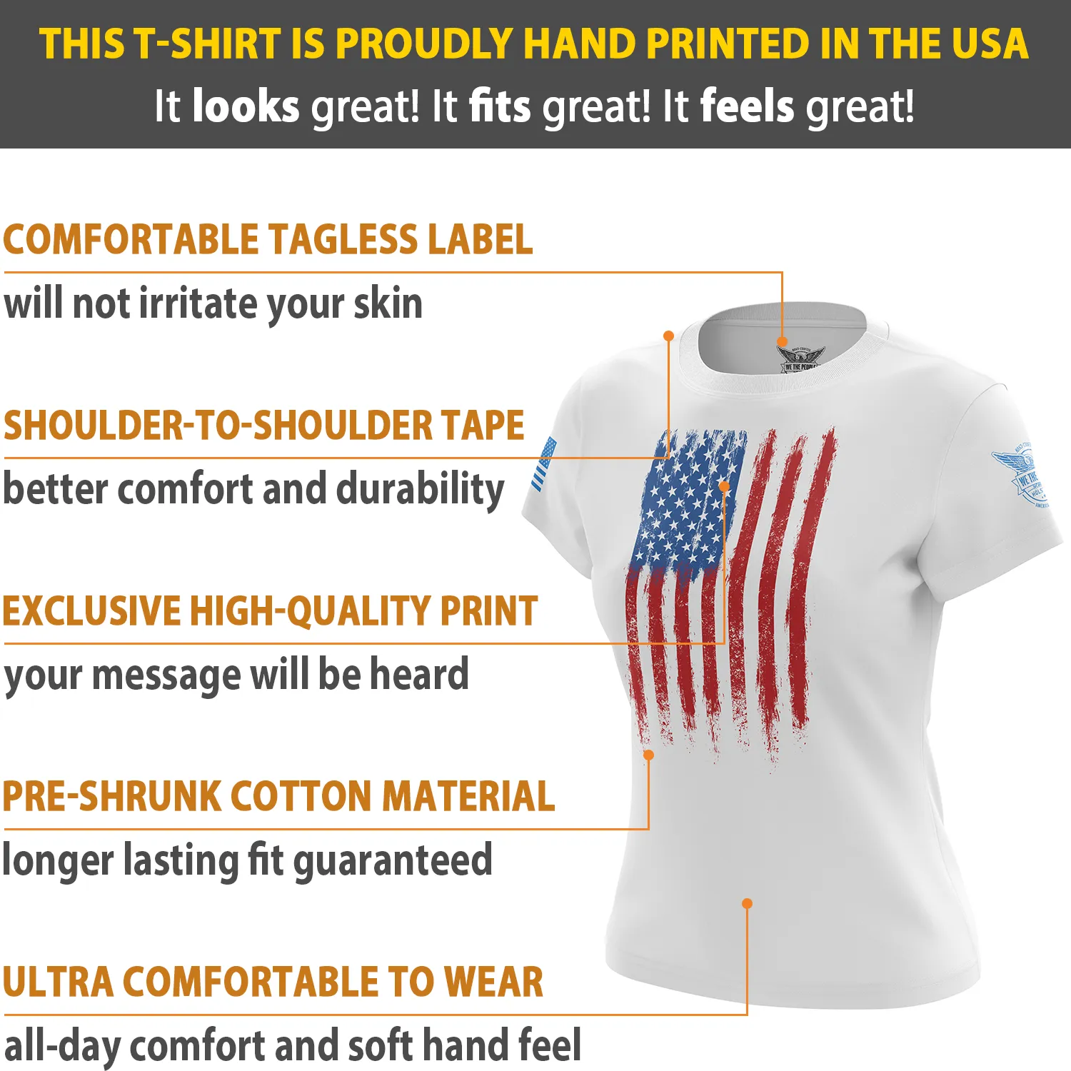 Fresh Paint American Flag Women's Short Sleeve Shirt