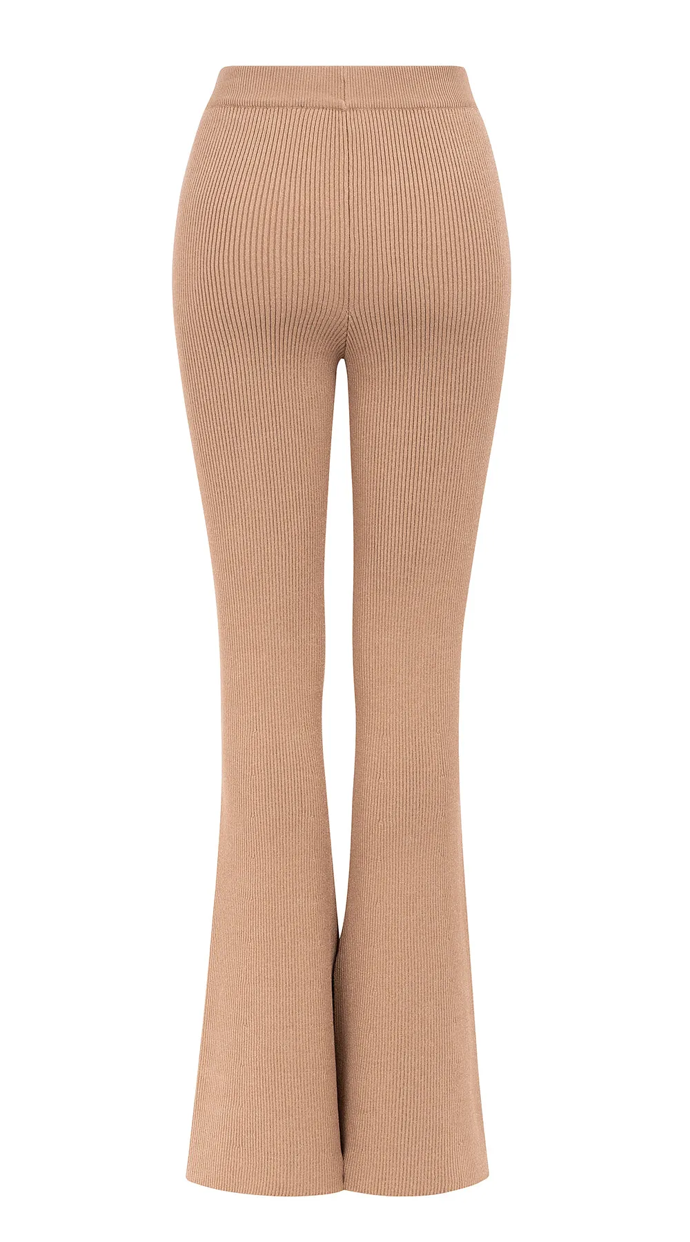 GISELE luxe ribbed-knit high-rise pants camel