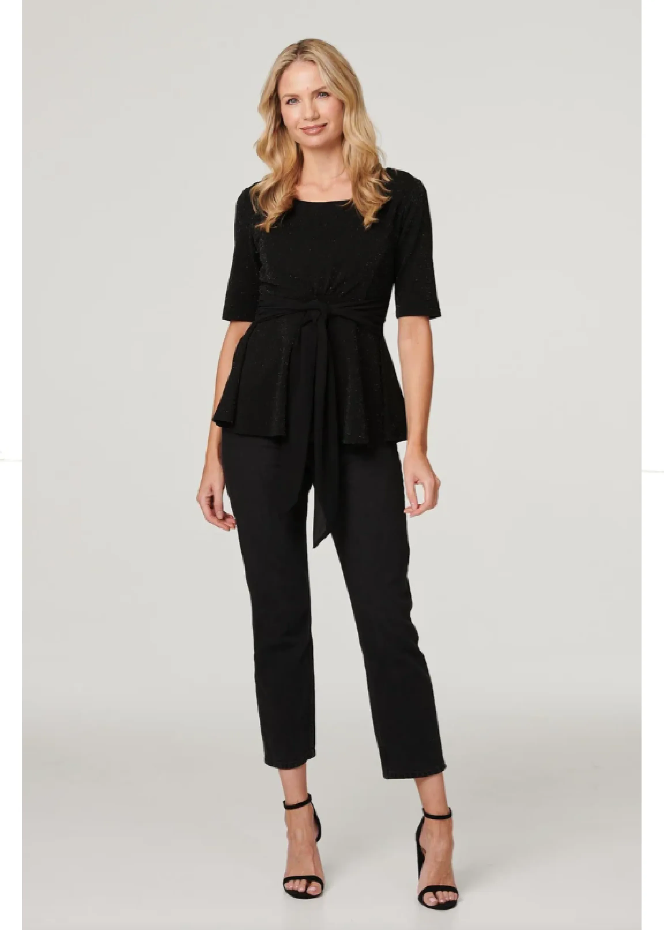 Gloriana Black Metallic Peplum Blouse