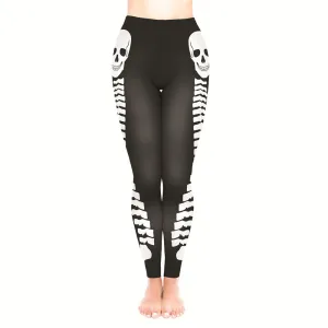 Gothic Skull Print High Waist Sports Leggings