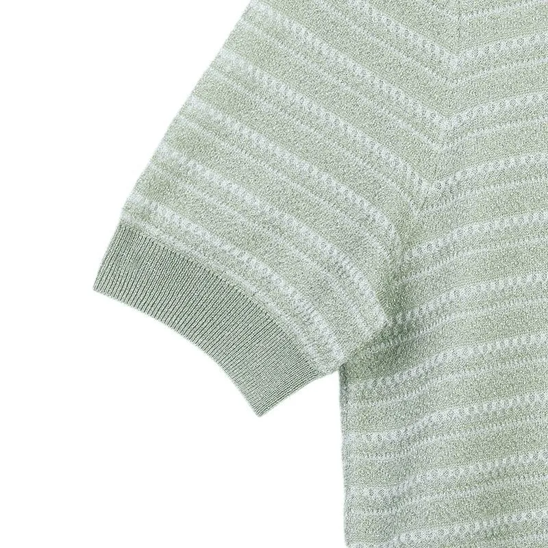 Grass Green Knitted Short Sleeve T-shirt