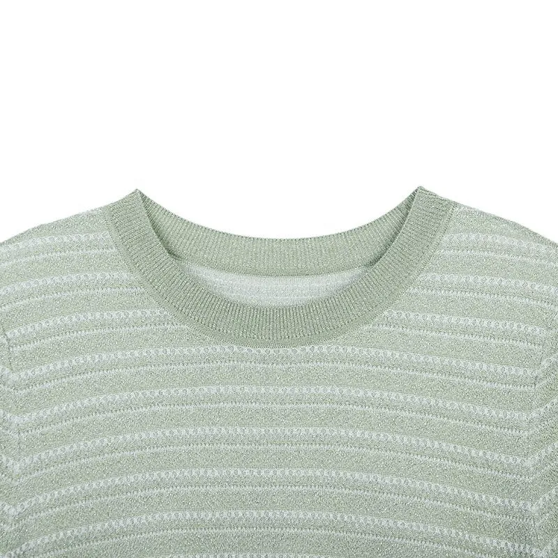 Grass Green Knitted Short Sleeve T-shirt