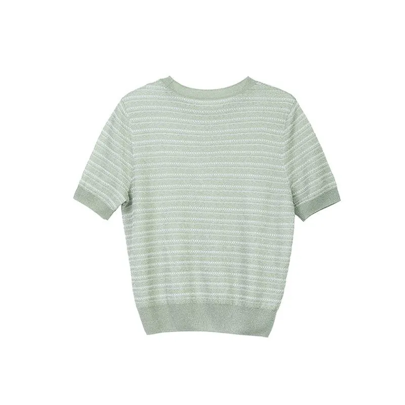 Grass Green Knitted Short Sleeve T-shirt