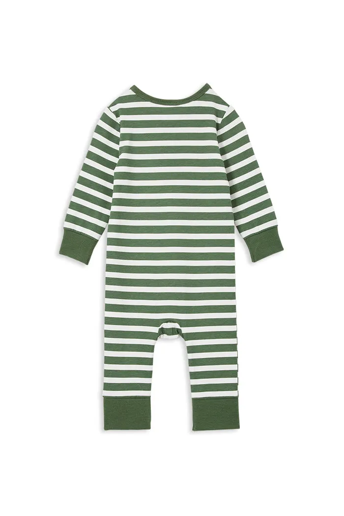 Green Stripe Henley Romper