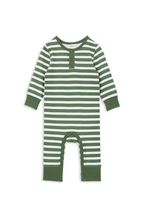 Green Stripe Henley Romper