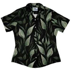 Growing Leaves Metallic Specs Curvy Button Up Shirt