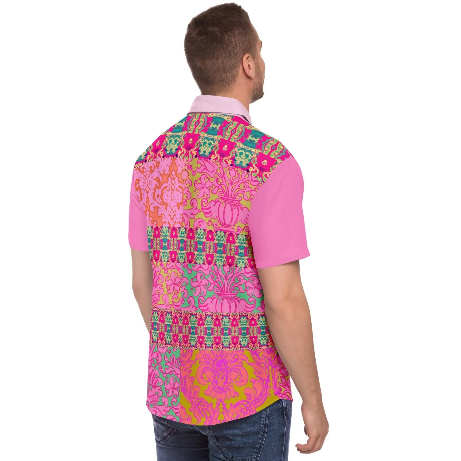 Gypsy Beat Indian Floral Short Sleeve Button Down Shirt