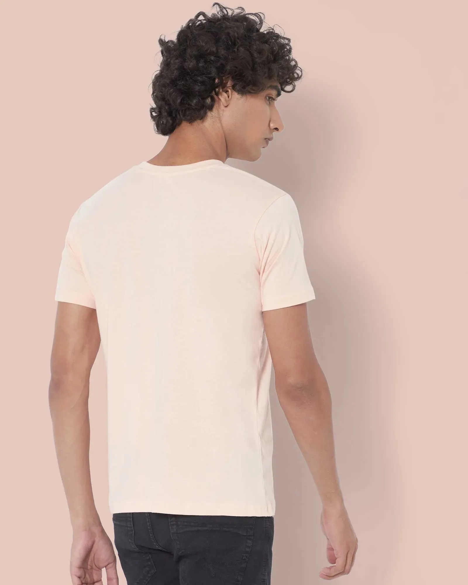 Half Sleeves Henley: Peach