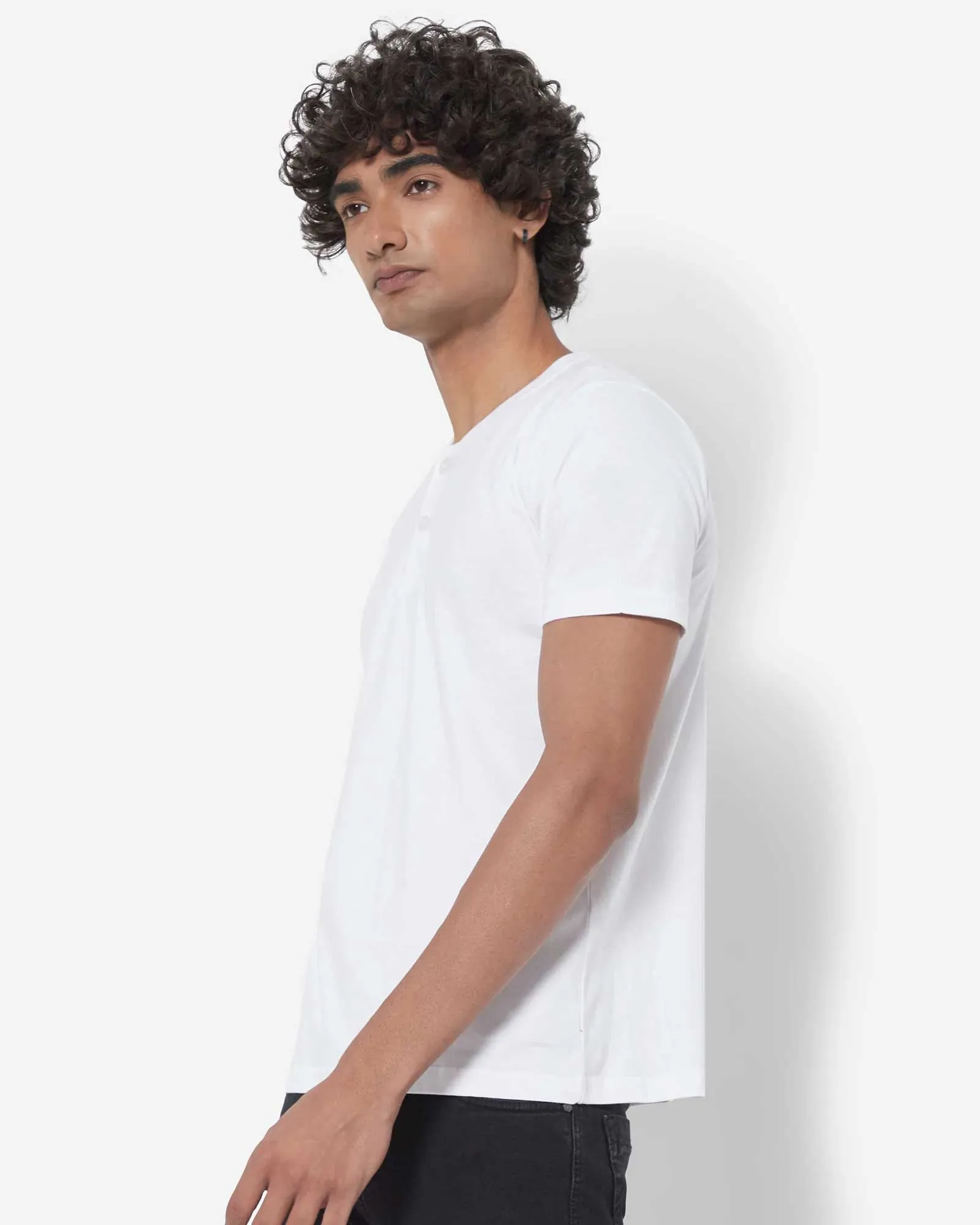 Half Sleeves Henley: White