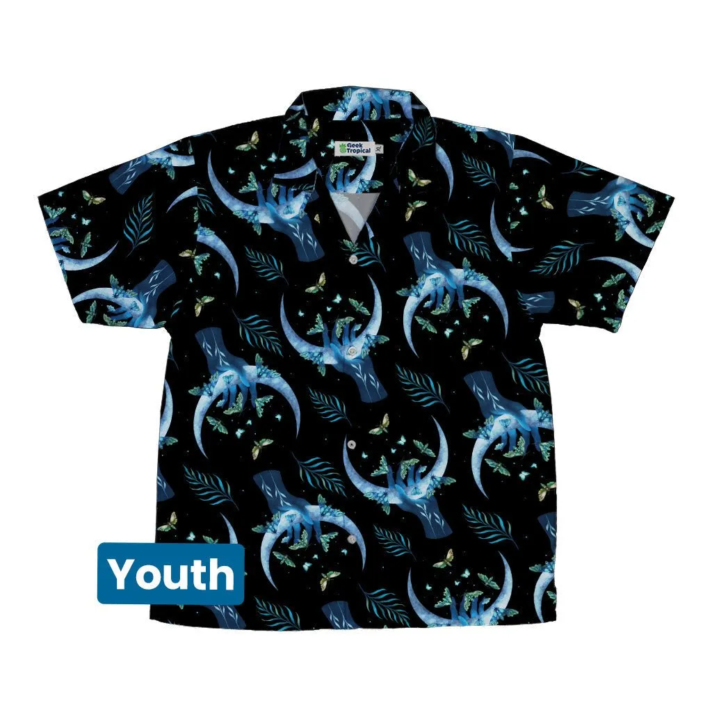 Hand on the Moon Moth Youth Hawaiian Shirt