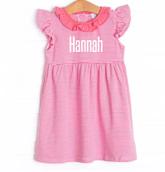 Hannah Dress, Pink Stripe