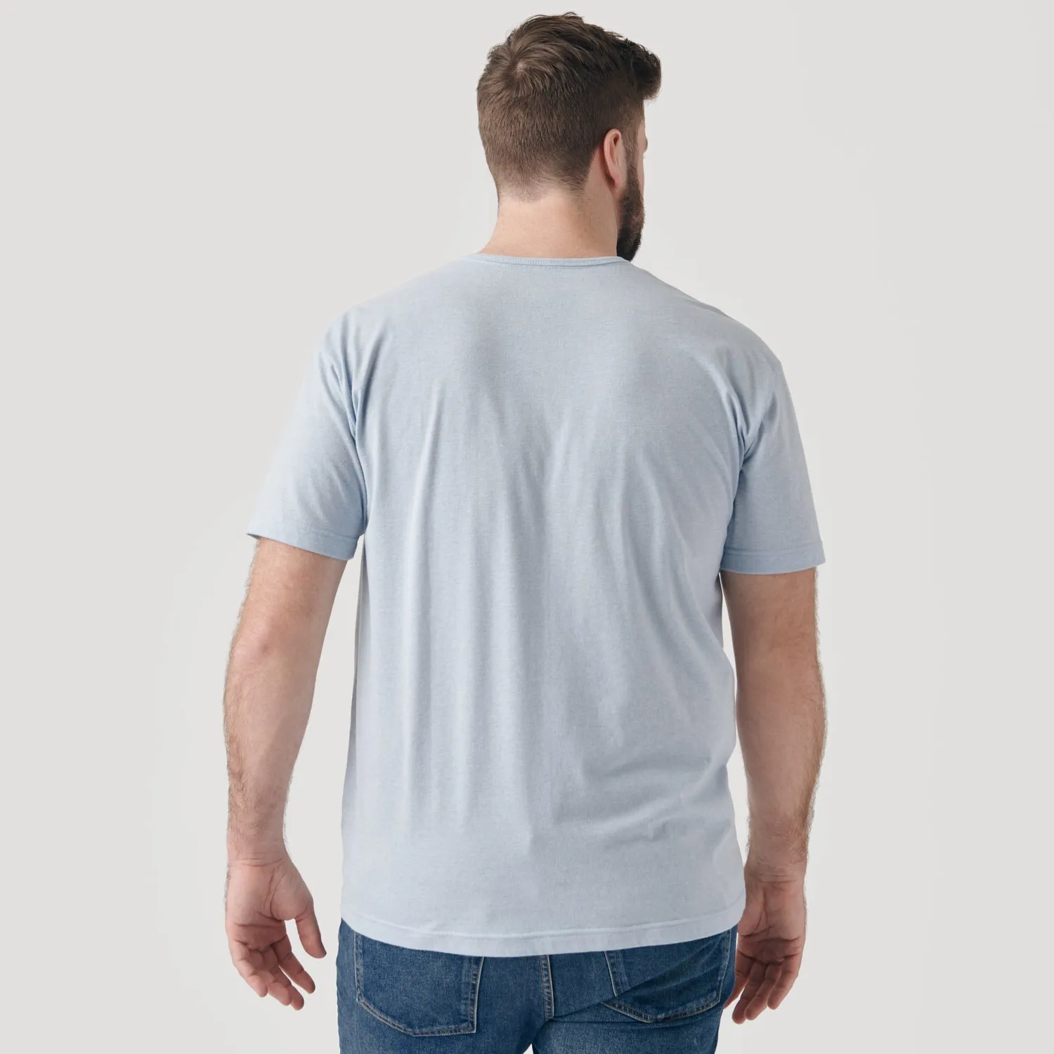 Heather Pale Blue Short Sleeve Henley