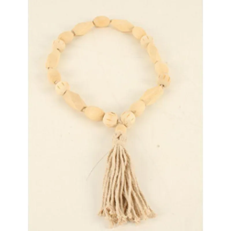 Henley Jute Tassel Wood Beads - 45cm