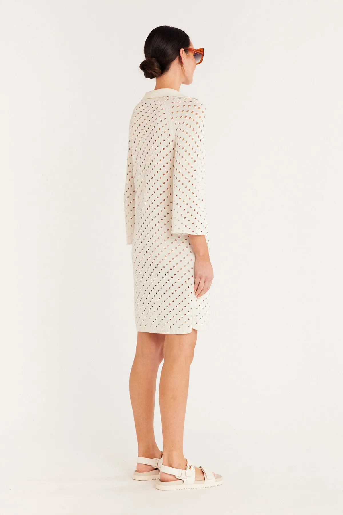 Henley Mesh Tunic - White