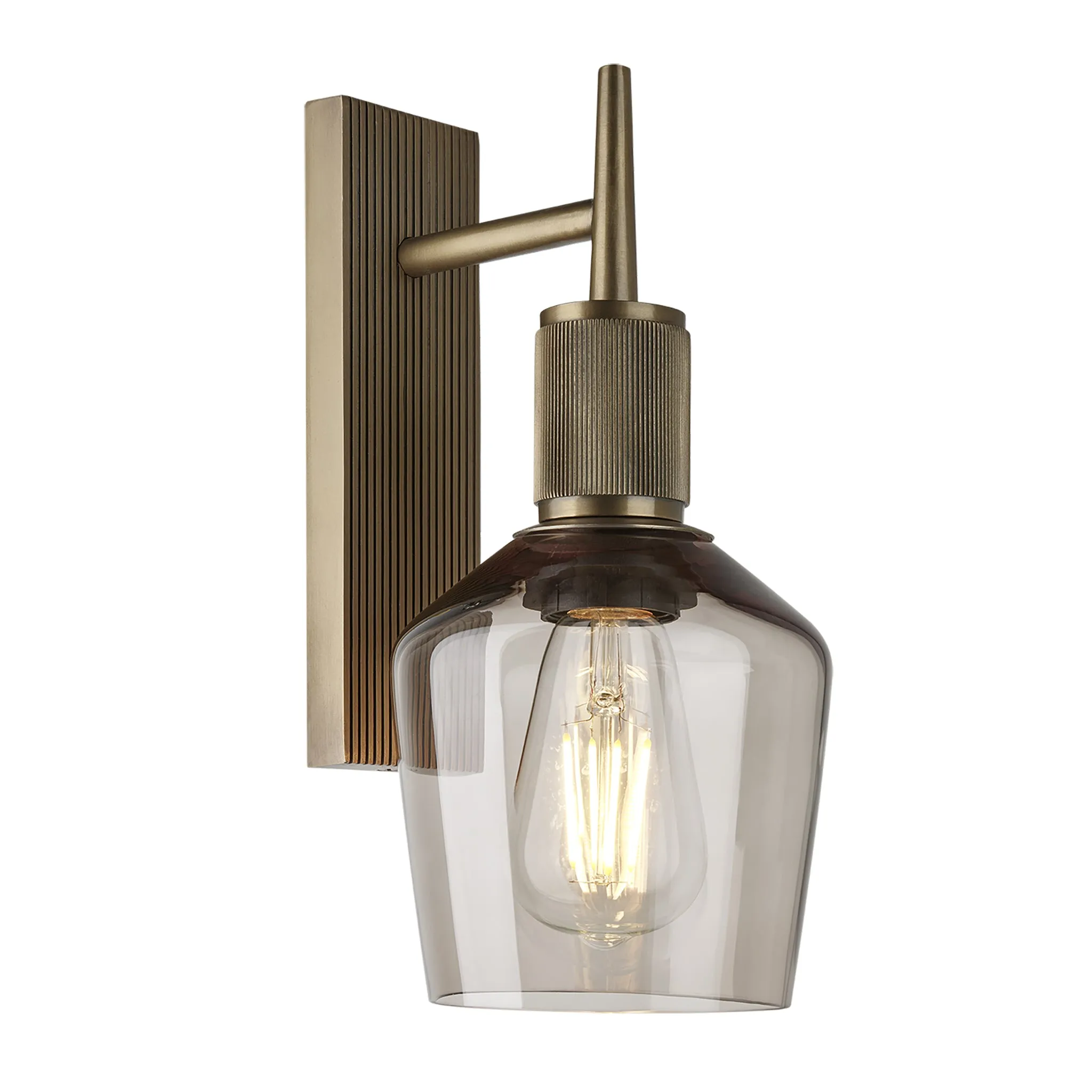 Henley Smoked Glass Schoolhouse Wall Light - 5.5 Inch - Mocha