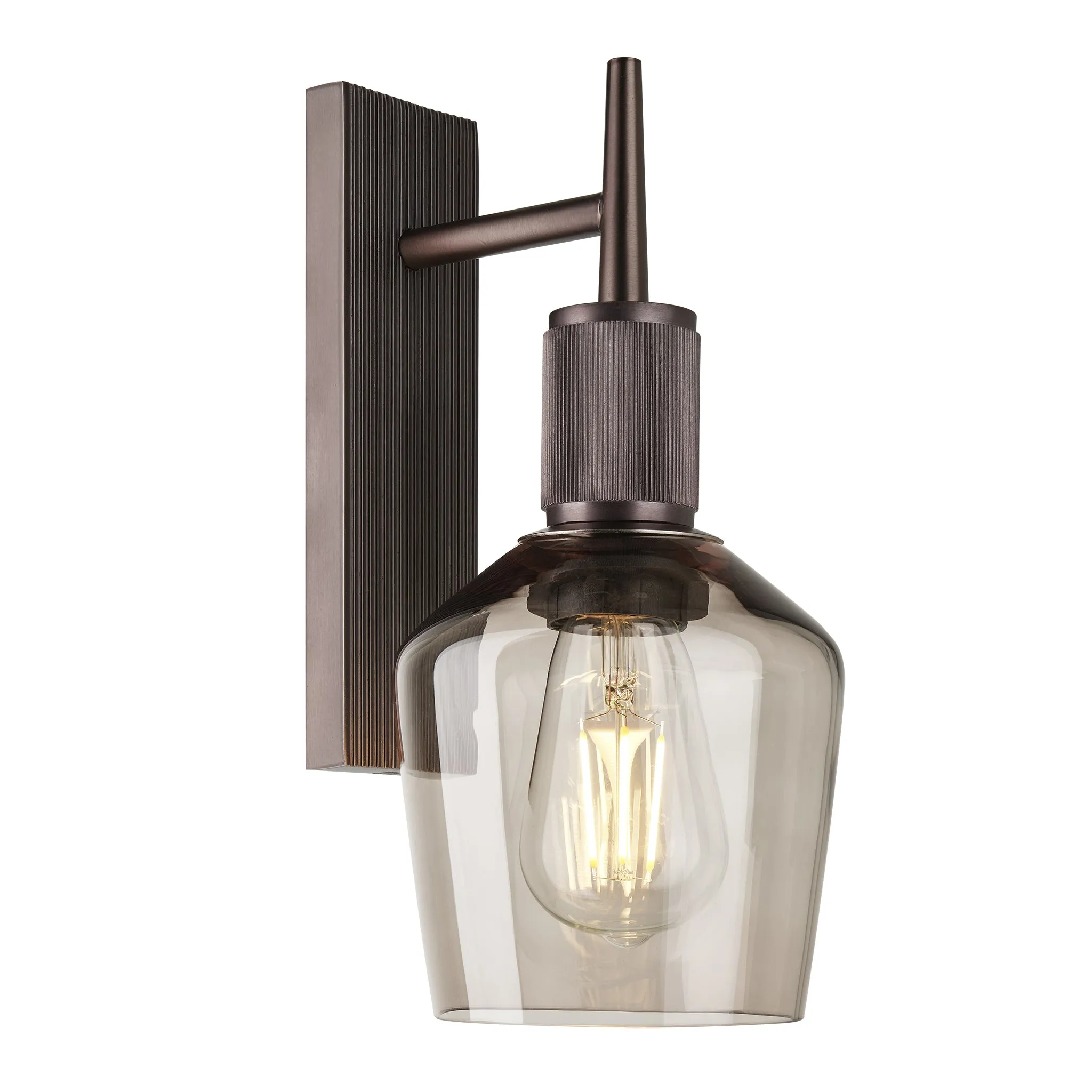 Henley Smoked Glass Schoolhouse Wall Light - 5.5 Inch - Mocha