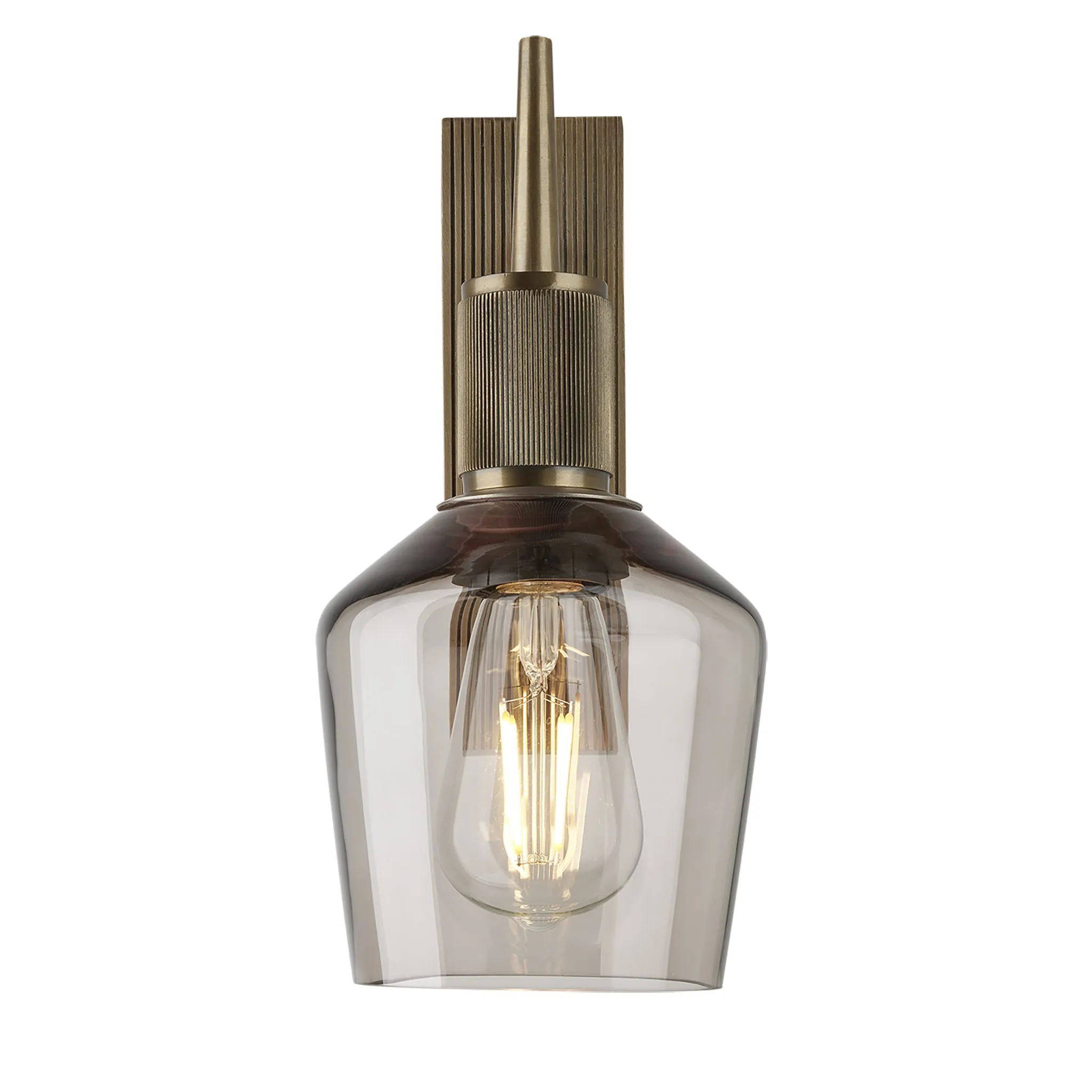 Henley Smoked Glass Schoolhouse Wall Light - 5.5 Inch - Mocha