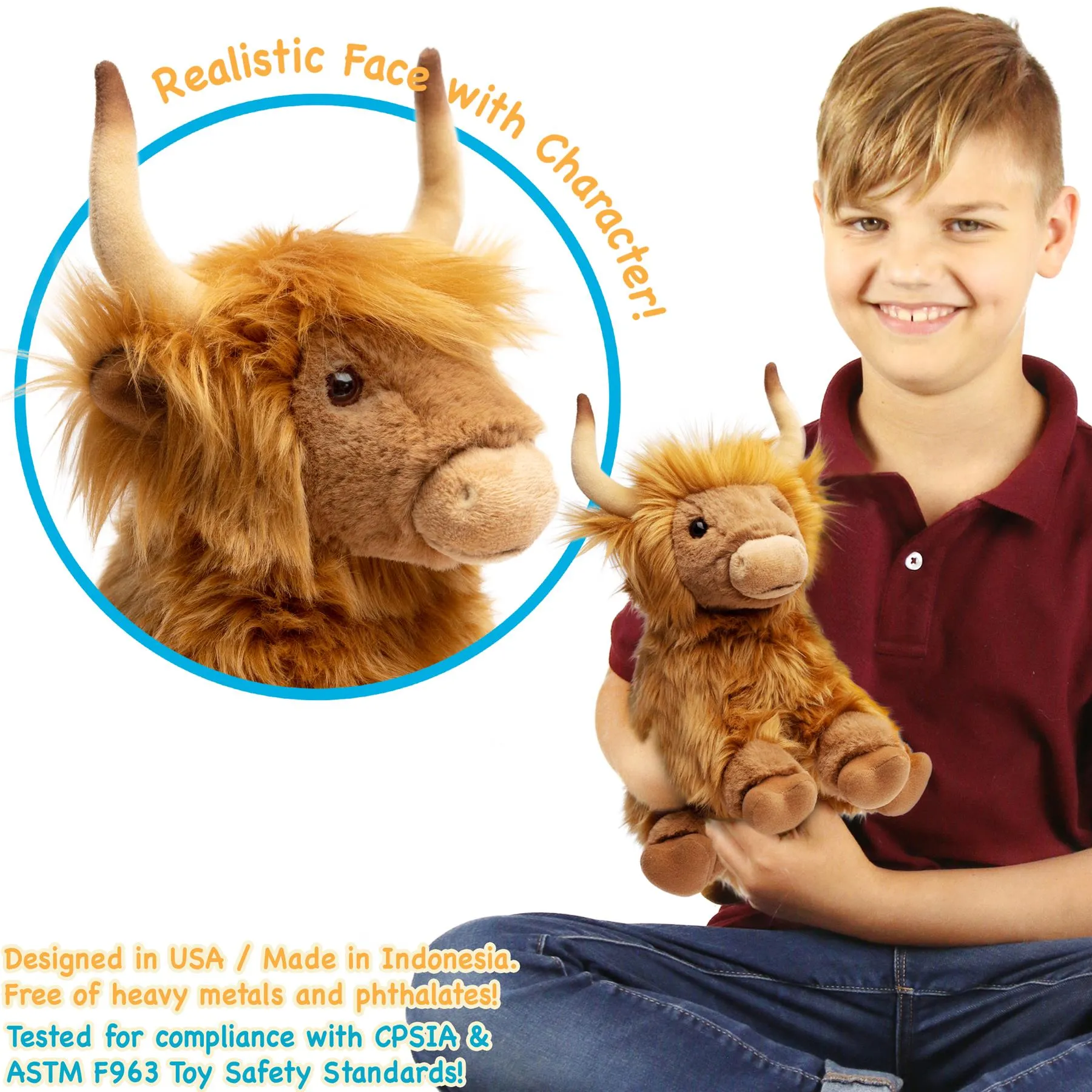 Henley The Highland Cow | 14 Inch Stuffed Animal Plush | By TigerHart Toys