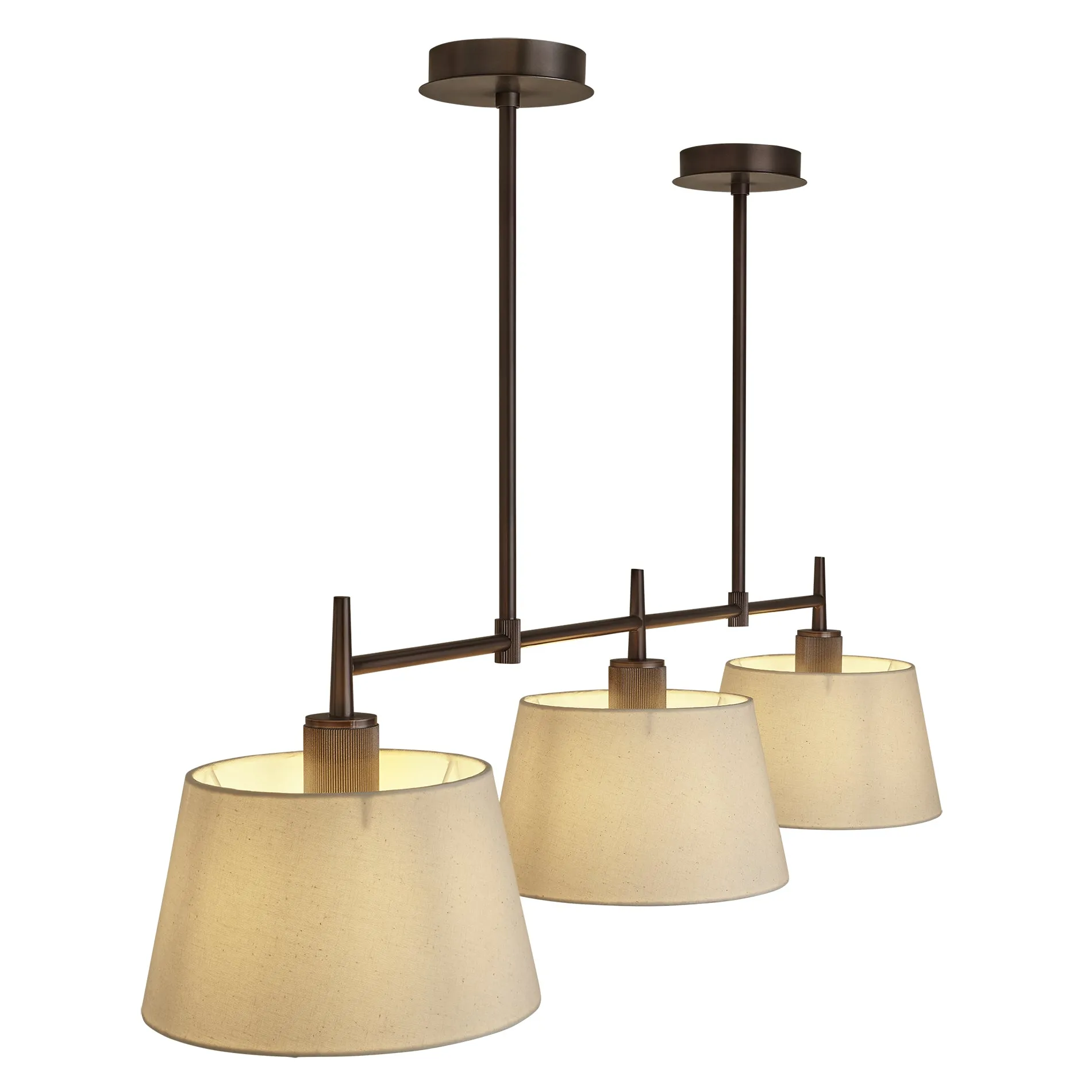 Henley Triple Bar Pendant Light - Natural Cotton Shades