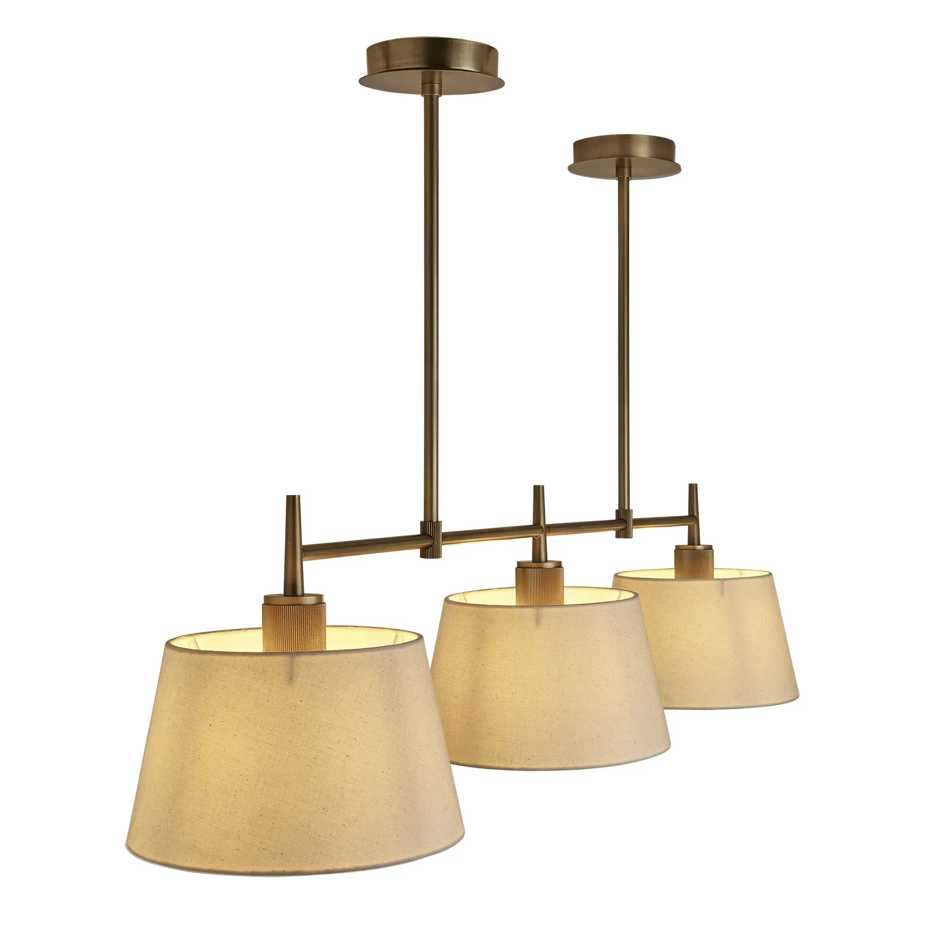 Henley Triple Bar Pendant Light - Natural Cotton Shades