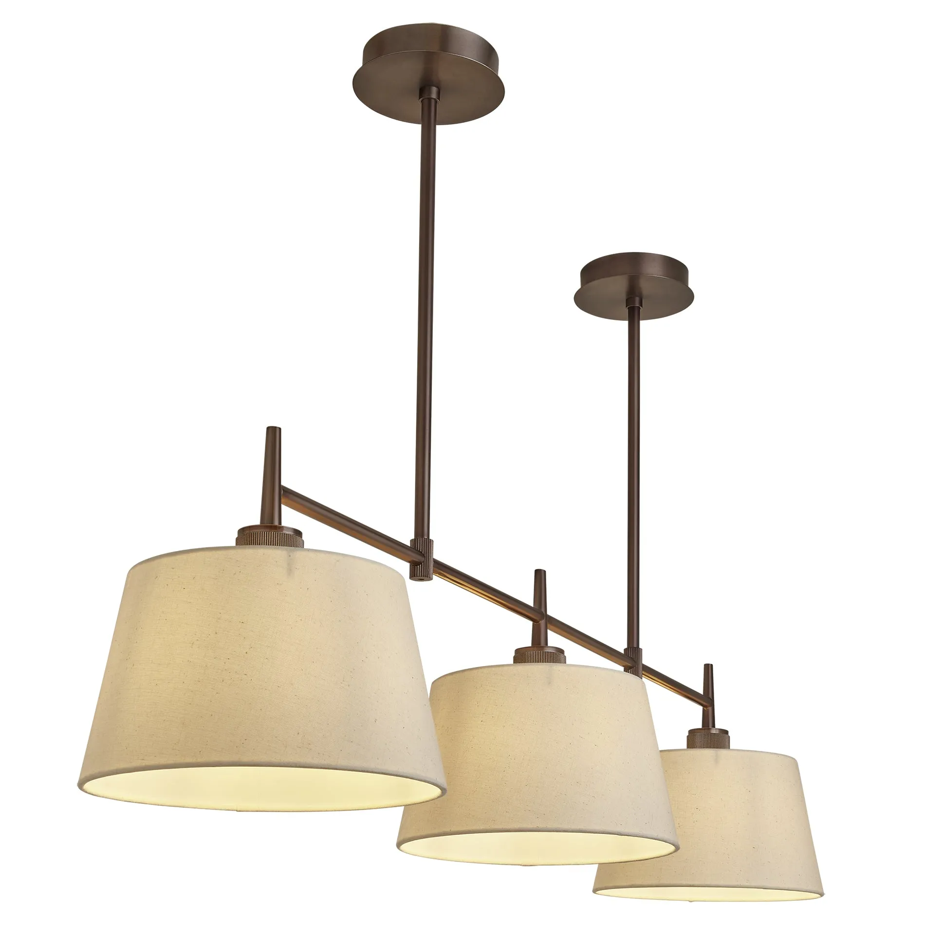 Henley Triple Bar Pendant Light - Natural Cotton Shades