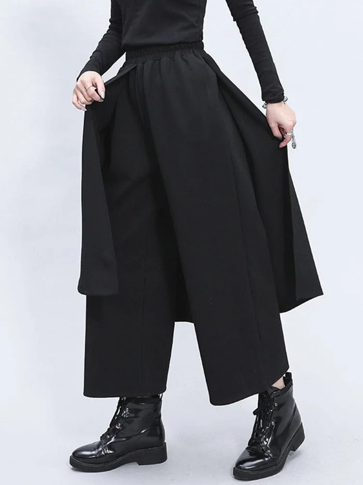 High Elastic Waist Black Trousers